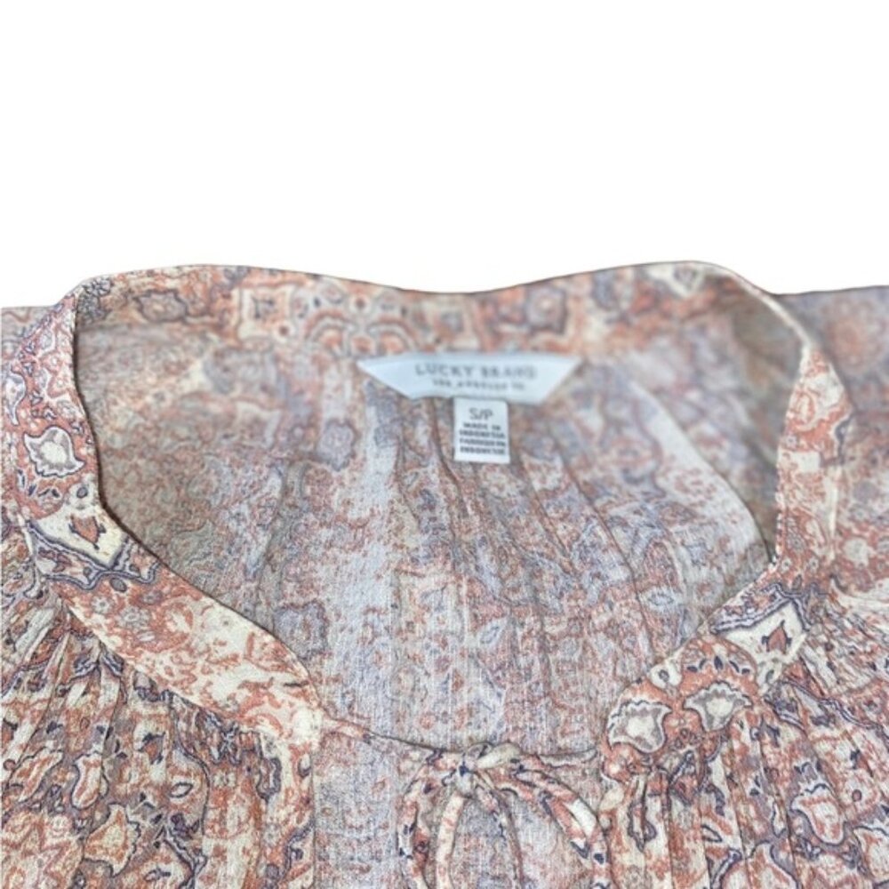 Lucky Brand Printed Peasant Top Small - Picture 7 of 10